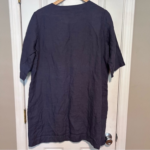 Len.Ok Linen Dress | Plum Purple 100% Linen Shift with Pockets! | Size Medium - Picture 6 of 7